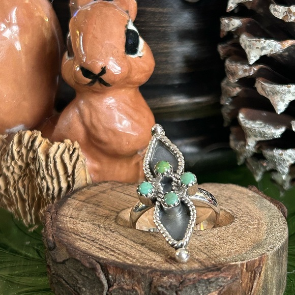 925 Sterling turquoise shadow box ring - Picture 5 of 5